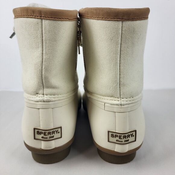 Sperry Top Sider Women's Saltwater Duck Boot Wool Ivory Snow Rain Boots Size 8 - Picture 5 of 14